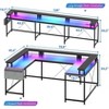 U Shaped Computer Gaming Desk with Power Outlets & LED Strip and Monitor Stand,79" Reversible L Shaped Desk with Storage Shelves for Home Office - 4 of 4