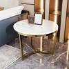 Nesting Coffee Table Round Sofa Side Table Modern Center Table with White Marbling Top & Gold Base-ModernLuxe - 3 of 4