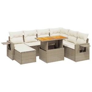 vidaXL Garden Sofa Set Beige, Cream white - 1 of 4