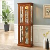 VYNXARIA Classic Oak Curio Cabinet with Adjustable Glass Shelves and Mirrored Back - 2 of 4