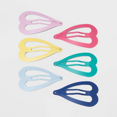 Girls' 6pk Matte Heart Clips - Cat & Jack™