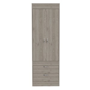 SEVOBAL Armoires with Double Doors Two Drawers and Integrated Hanging Rod for Bedroom and Storage Solutions, Light Gray, 23.3"*18.8"*70.4" - 1 of 4
