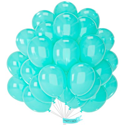 PartyWoo Balloons Teal Pearl Turquoise Aqua 12 Inch 50 pcs