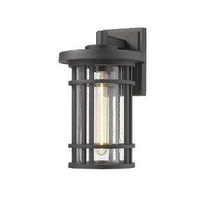 Jordan Aluminum Outdoor Wall Light - 8" x 13.5" - Dimmable, Wet Rated, 1 Bulb, Black Finish - 1 of 3