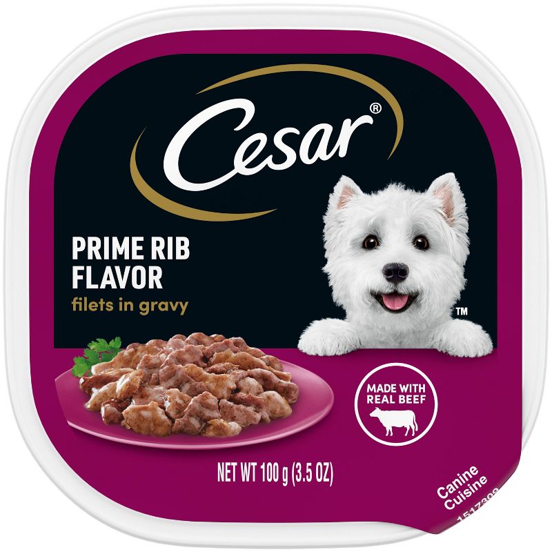 Cesar Filets in Gravy Prime Rib Beef and Chicken Flavor Adult Wet Dog Food - 3.5oz, 1 of 12