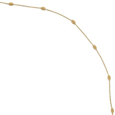 Black Bow Jewelry 14k Yellow Gold Diamond-Cut Beaded Cable Chain Anklet, 10-11 Inch
