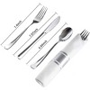 Aoibox 50 Pack Pre Rolled Silver Plastic Cutlery Set with Forks, Knives, Spoons & Napkins for Parties, Weddings & Events - 2 of 4