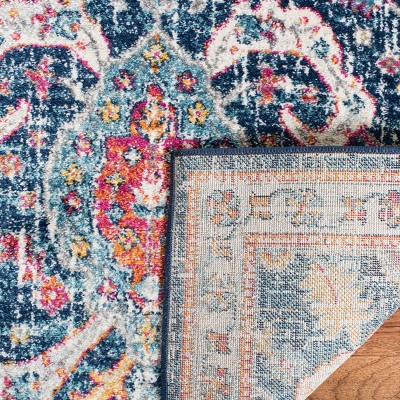 Navy and Fuchsia High Pile Synthetic Rectangular Rug, 4' x 6'
