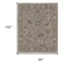 Gray and Brown Wool Oriental Hand Knotted Area Rug With Fringe - 3 of 4