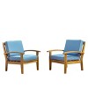 Outdoor Acacia Wood Club Chair with Water-Resistant Cushions, Deep Seating, and Sturdy Teak Finish for Patio or Backyard-Coolbibila - 3 of 4