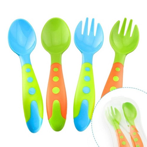 2Pcs Silicone Spoon for Baby Utensils Set Auxiliary Food Toddler Learn To  Eat Training Bendable Soft Fork Infant Children Tableware Only د.ب.‏ 2.70  بات بات Mobile