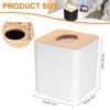 Unique Bargains Square Holder Tissue Cube Box Cover with Bamboo Lid 1 Pc - 2 of 3
