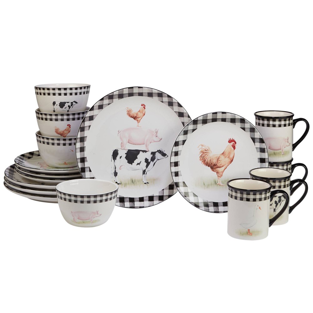 Photos - Glass Certified International 16pc On the Farm Dinnerware Set  