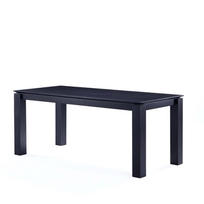 Ash Wood Black Rectangular Dining Set with Cane Chairs