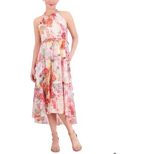 Vince Camuto Womens Chiffon Floral Tiered Ruffled Midi Dress - 1 of 1