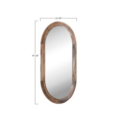 Natural Light Wood Oval Wall Mirror