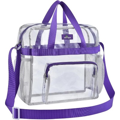 Transparent multifunctional handbag,crossbody bag with large capacity,portable travel bag,front compartment,double-sided mesh pockets