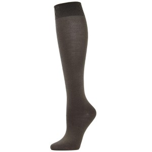 Memoi Women's Natural Bamboo Blend Solid Knit Knee High Socks - 1 of 3