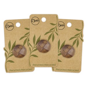 Dritz 23mm Recycled Leather Round Shank Buttons: Brown Sewing Fasteners, 3-Pack, Plastic Material - 1 of 4