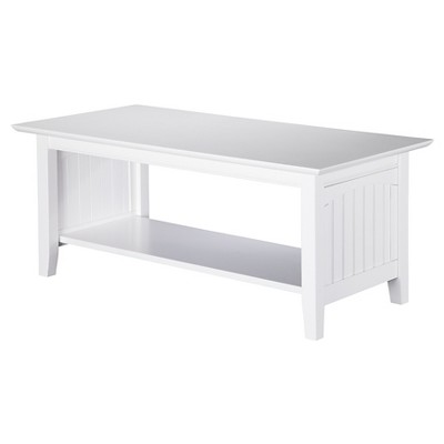 Nantucket Coffee Table White - AFI: Satin Finish, Wood Construction, Non-Toxic, Shelf Storage