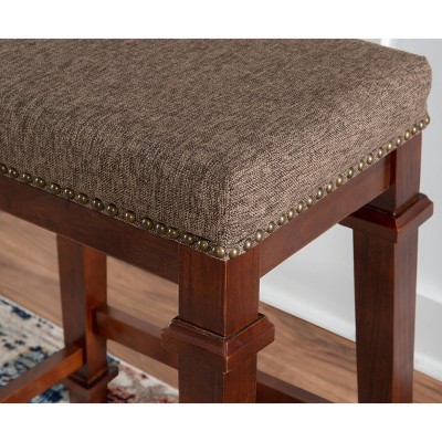 Kennedy Backless Walnut Brown Wood Counter Stool