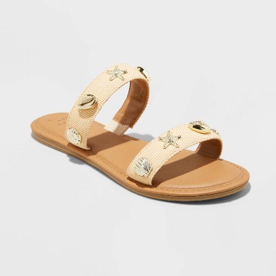 Women's Kiera Embellished Slides - A New Day™ Tan