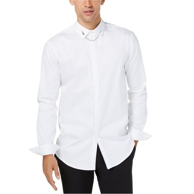 I.N.C International Concepts Mens Bolt Chain Button Up Shirt, White, XX-Large
