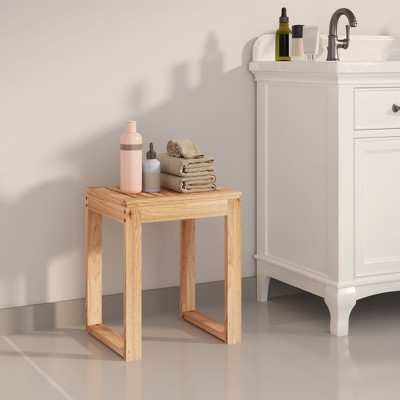 vidaXL Bathroom Stool 15.7 in.x11.8 in.x18.1 in. Solid Wood Walnut