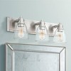 Possini Euro Design Osborne Modern Wall Light Brushed Nickel Hardwire 24" 3-Light Fixture Clear Glass Shade for Bedroom Bathroom Vanity Living Room - 2 of 4
