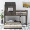 Wooden Twin Over Full Bunk Bed, Loft Bed with Playhouse, Farmhouse, Ladder and Guardrails , Antique Gray - 2 of 4
