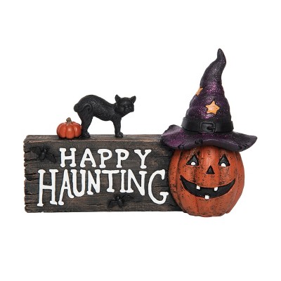 Transpac Resin 11 in. Multicolored Halloween Happy Haunting Decor