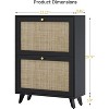 Angel Sar Rattan Shoe Cabinet, Shoe Storage Cabinet for Entryway with 2 Flip Drawers, Adjustable Shelves, Golden Handles & Sturdy Metal Legs, Black - 3 of 4