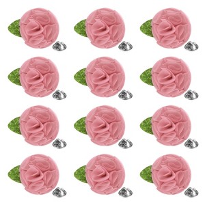 Unique Bargains Handmade Flower Brooch Boutonnieres Lapel Pin with Butterfly Buckle for Men Suits 12 Pcs - 1 of 4