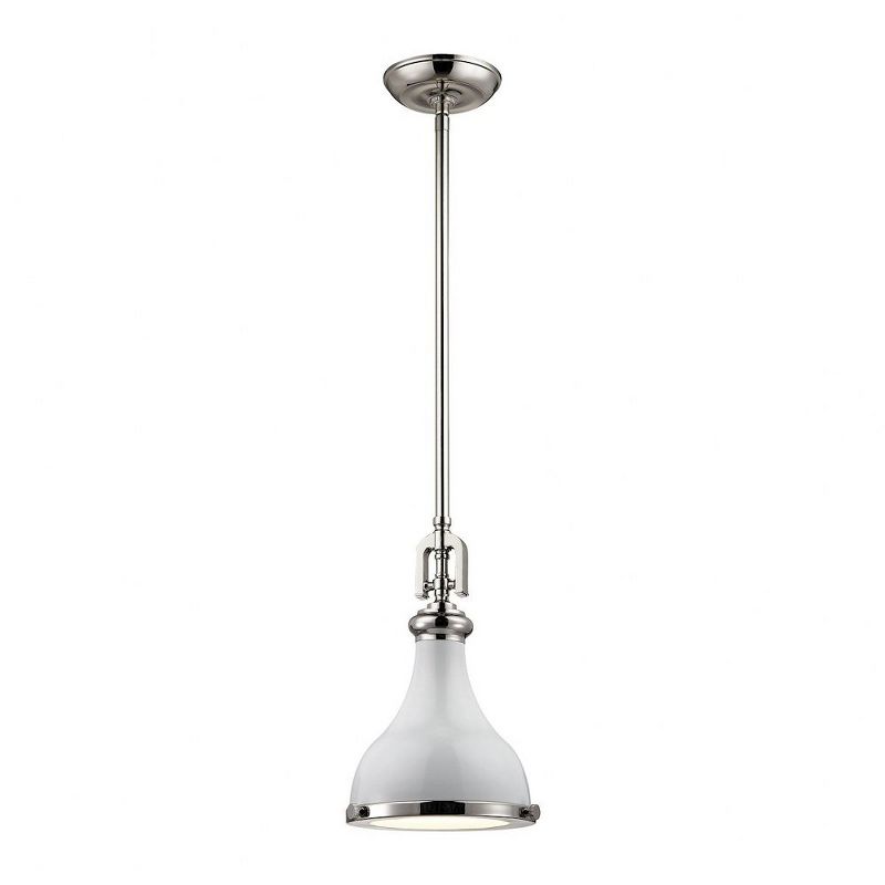 Elk Home Rutherford 1 - Light Pendant in  Gloss White/Polished Nickel, 1 of 2