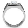Slickblue Men's Polished Stainless Steel Ring Sparkling CZ Clear Round Fashion Jewelry, Size 8-13 - 3 of 4