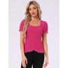 INSPIRE CHIC Women's Square Neck Solid Color Puff Short Sleeve Lace Up Gothic Blouse - 4 of 4