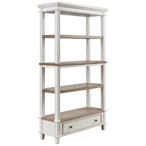 75" Realyn Bookshelf - Signature Design by Ashley: Cottage Style, Antiqued Two-Tone Finish, Open Shelves - 1 of 4