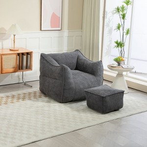 CAVINAS Single Lazy Sofa Bean Bag Chair Comfort Lounger High Back Couch with Footstool for Bedroom - 1 of 4