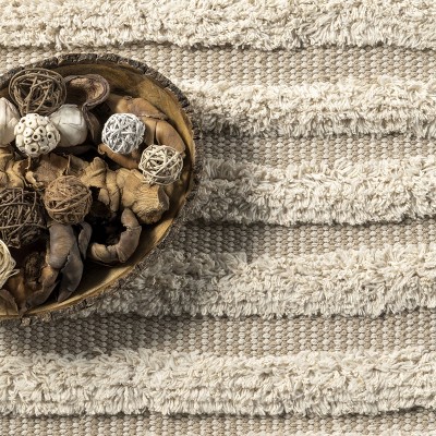 Ivory Whisper Round Hand-Tufted Wool & Cotton Shag Rug