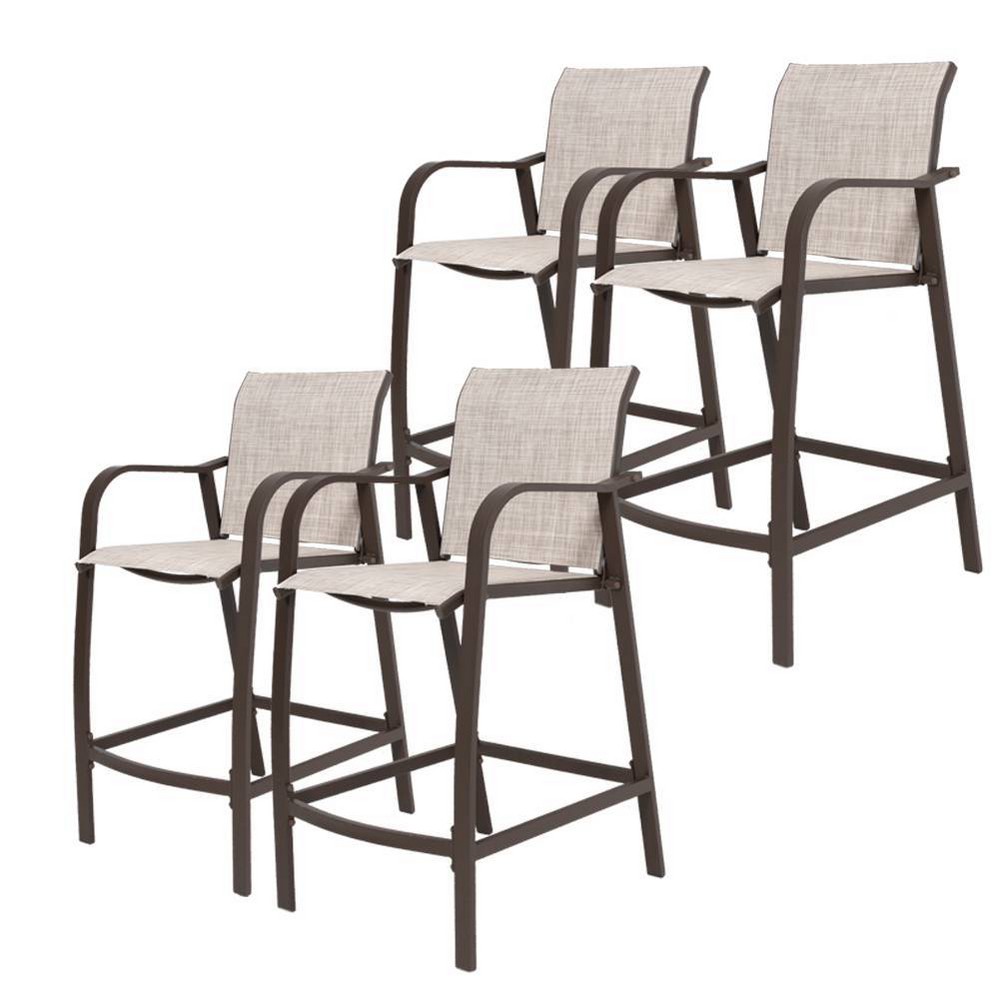 Photos - Garden Furniture 4pc Outdoor Counter Height Bar Stools - Beige - Crestlive Products