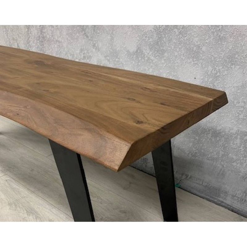 60&#34; Light Acacia Wood Live Edge Dining Table Light Brown/Black - Timbergirl, 5 of 7