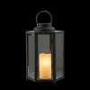 14" Hexagonal Candlelit Iron Lantern with LED Lights Black/White - Alpine Corporation - 4 of 4