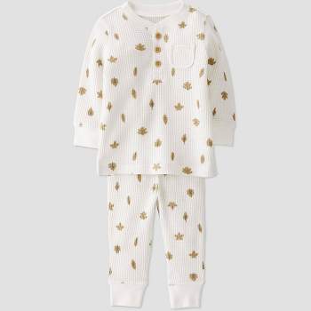 Little Planet by Carter’s Baby 2pc Leaf Print Top and Bottom Set - Off-White