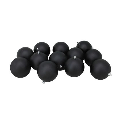 Northlight 12ct Shatterproof Matte Christmas Ball Ornament Set 4" - Black