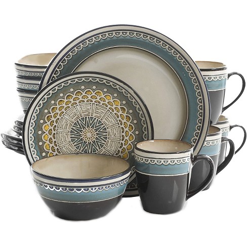 Gibson 16r Everyday Elite Amberdale 16 Piece Reactive Glaze Dinnerware Set Plates Bowls Mugs Microwave And Dishwasher Safe Teal Target