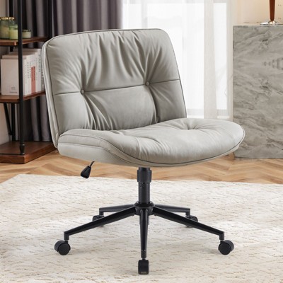 CAVINAS Modern Accent Swivel Chair Criss Cross Legged Chair with Wheels Armless Chair Adjustable Comfy Chair