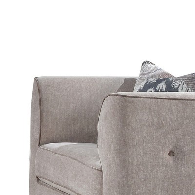 Cyndi Gray Velvet Accent Chair with Wooden Legs