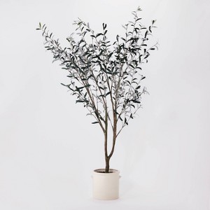 76.5"x 30" Artificial Olive Tree in Ceramic Pot - Threshold™ designed with Studio McGee: Indoor Faux Plant Decor, No Assembly Required - 1 of 4