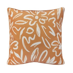 Outdoor Decor by Commonwealth Printed Outdoor Pillow Cover 18" x 18" Mustard (Cover Only) - 1 of 4