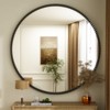 BEAUTYPEAK Round Wall Mirror 24"x24" Antique Beaded Resin Frame Vanity Mirror - 2 of 4